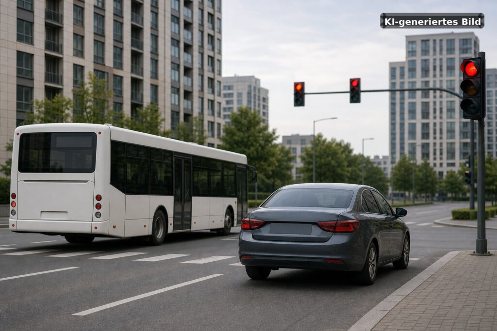 Auto kollidiert nach Rotlichtverstoß mit Bus in Ulm Symbolbild: Auto kollidiert nach Rotlichtverstoß mit Bus in Ulm