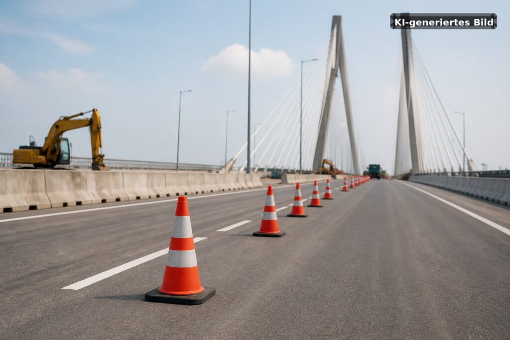 B10 an der Adenauerbrücke ab Montag nur einspurig Symbolbild: B10 an der Adenauerbrücke ab Montag nur einspurig